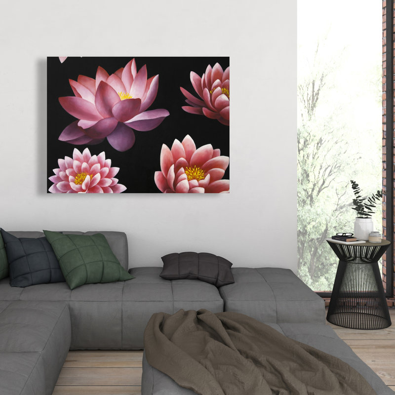 Motif de fleur de lotus - Toile rose asiatique, art de la maison