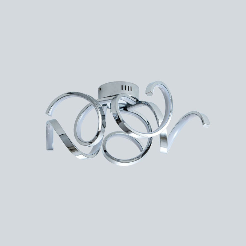 LED Semi Flush Mount, Polished Chrome, 19.5cm H x 46cm W x 50cm D