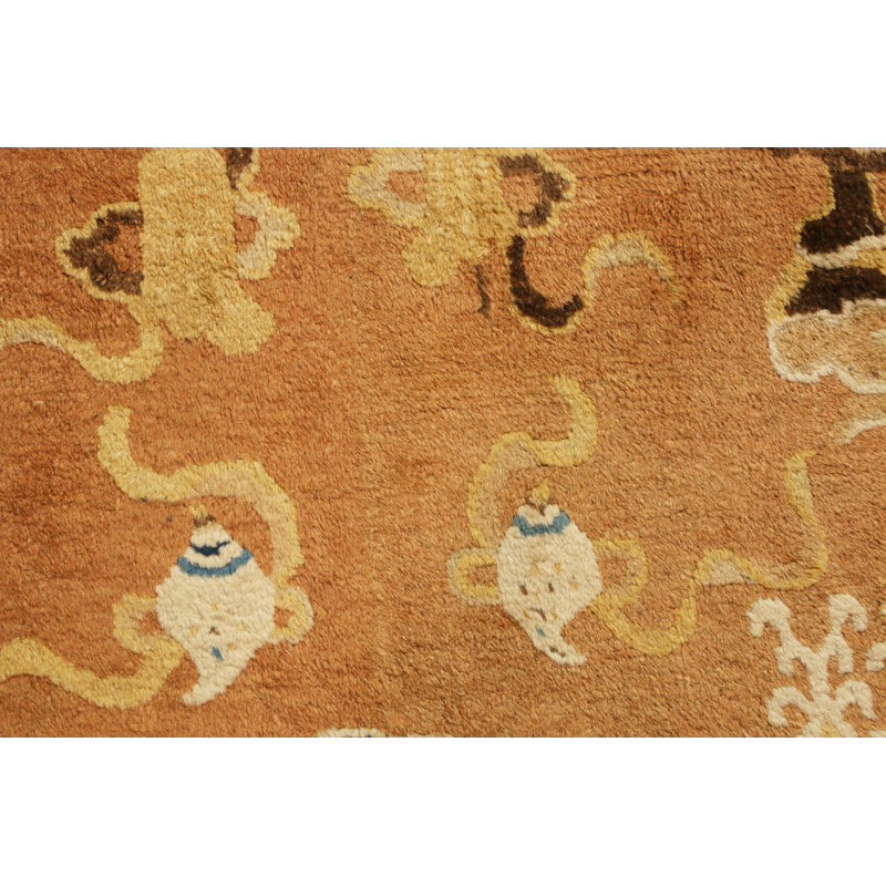 Hand Knotted Wool Area Rug in Orange