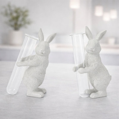 Vase blanc avec bourgeons de lapin (ensemble de 2)