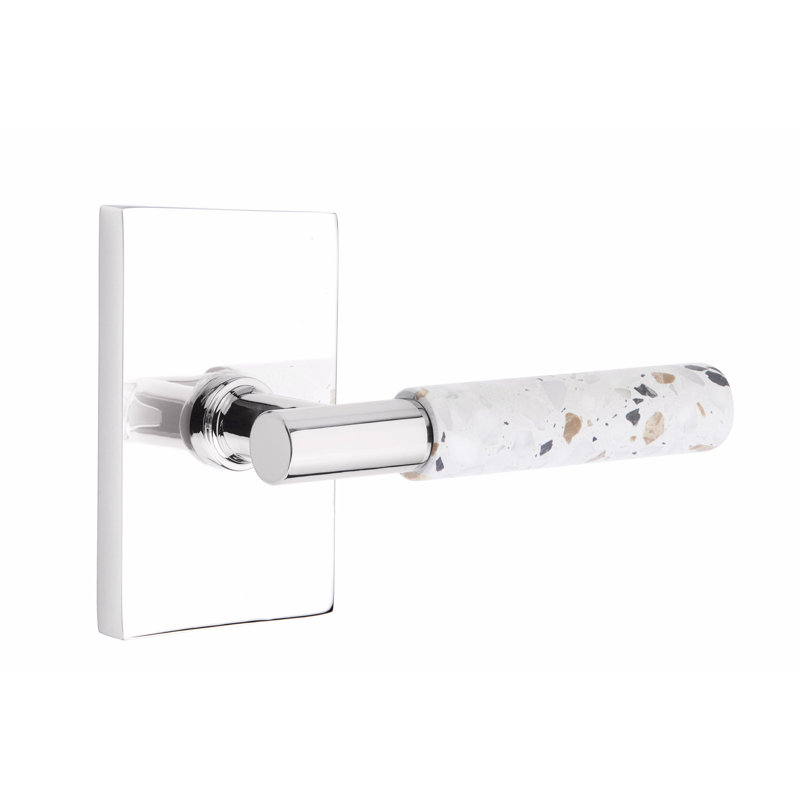 Select Single Dummy Door Lever, Polished Chrome/Light Terrazzo