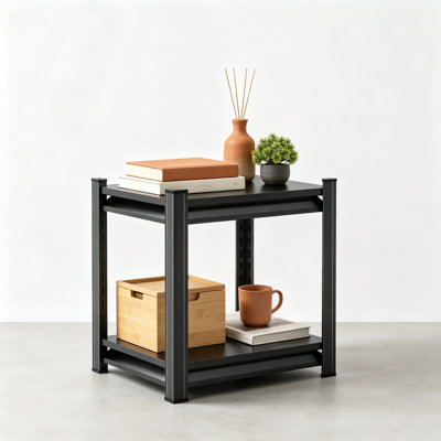 2 Tier Industrial Bookshelf 16"W×16"D×22"H Heavy Duty Metal Book Shelf Adjustable Storage Organizer for Home Office Study Room