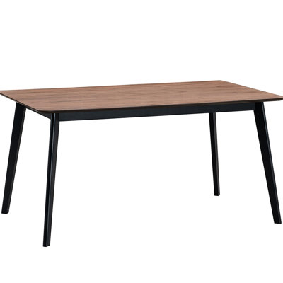 Table de salle à manger rectangulaire contemporaine avec finition noyer et noire, l 59 po de largeur, 35 po de profondeur, 30 po de hauteur, idéale pour les repas en famille