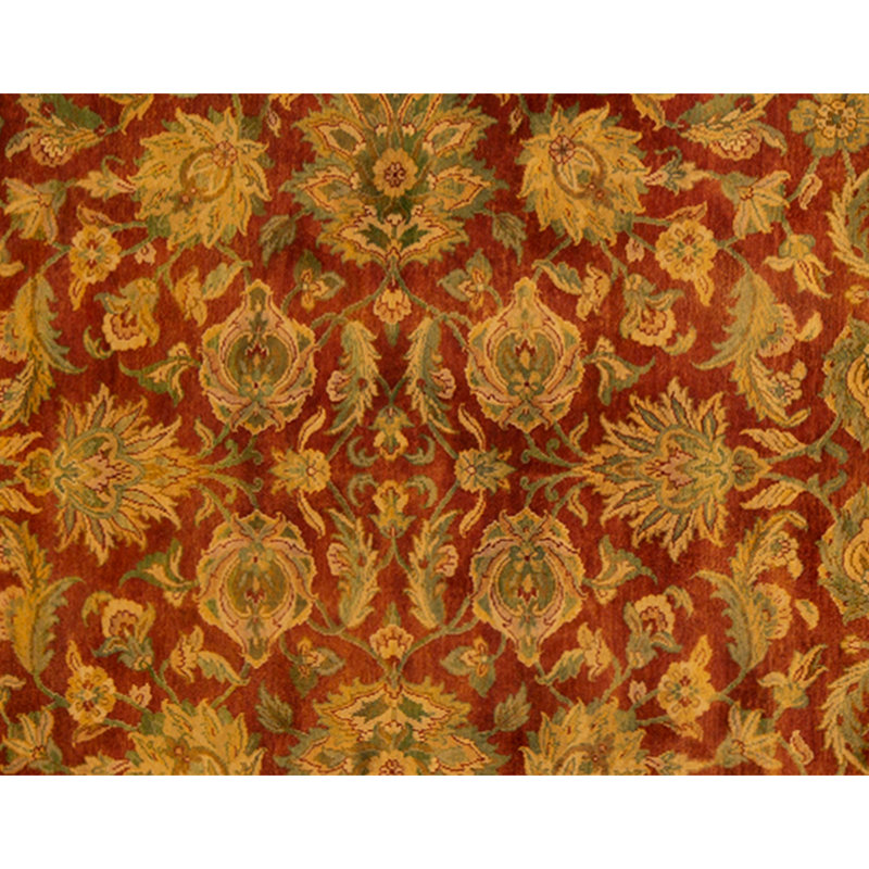 Hand Knotted Wool Area Rug in Red And Gold