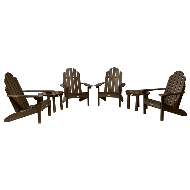 Chaise Adirondack en plastique avec table Anette, Gland de chêne vieilli