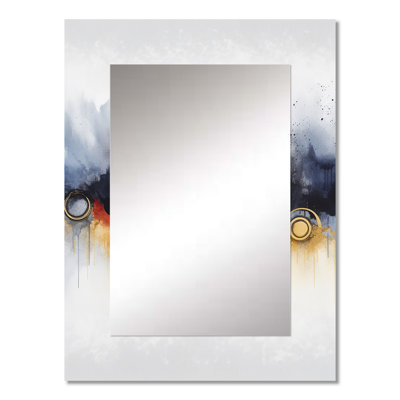 Abstract blue and yellow marble waterfall II - Abstract Shapes Unique Wall Mirror, Blue Mirror, Printed Metal Art