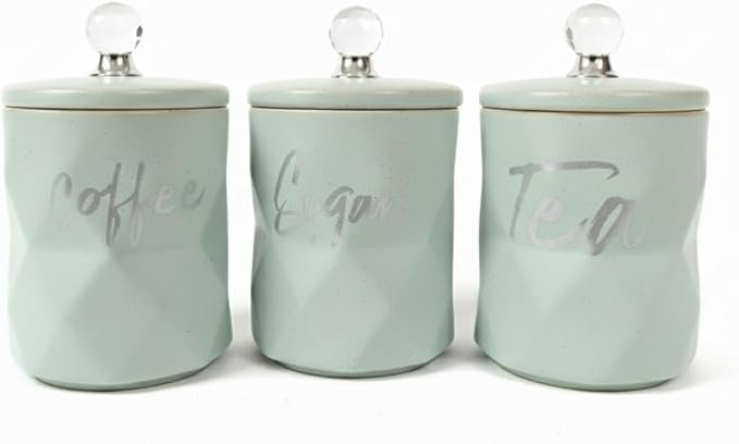 Ceramic / Porcelain Coffee, Tea, & Sugar Jar Sets Jar Canister - Set of 3, Cyan