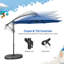 Parasol de patio décalé 10 pi avec 8 nervures, conception en porte-à-faux et base croisée, bleu-112133914
