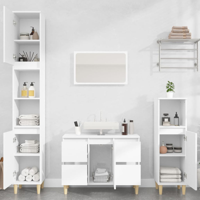 Afner Bathroom Storage Furniture Set, White