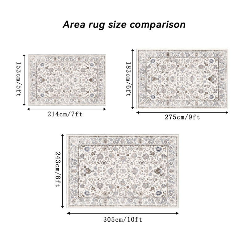 Tapis lavable antidérapant rétro Bohemian, Rectangle 5 pi x 7 pi