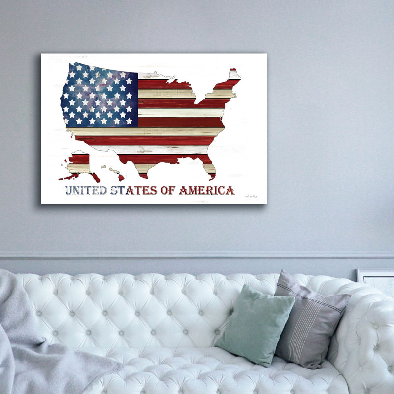 «United States of America» par Cindy Jacobs, art mural sur toile, H 40 po x l 60 po x 1,5 po