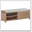 Banc à chaussures avec rangement et coussin, conception à volets vieillis pour le salon et l'entrée, charme rustique et rétro-1001200823