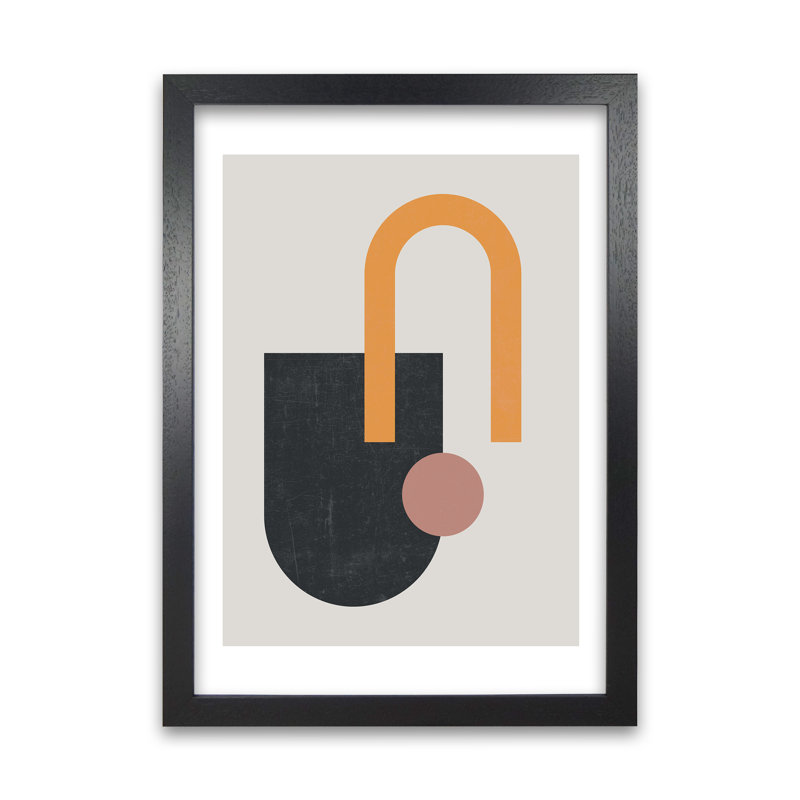 Mid Century Shapes A - Print, Black Frame, 59cm H x 42cm W x 3cm D