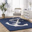 Tapis bleu marine en laine tissé à plat à la main à motif d'ancre Panama-33090440