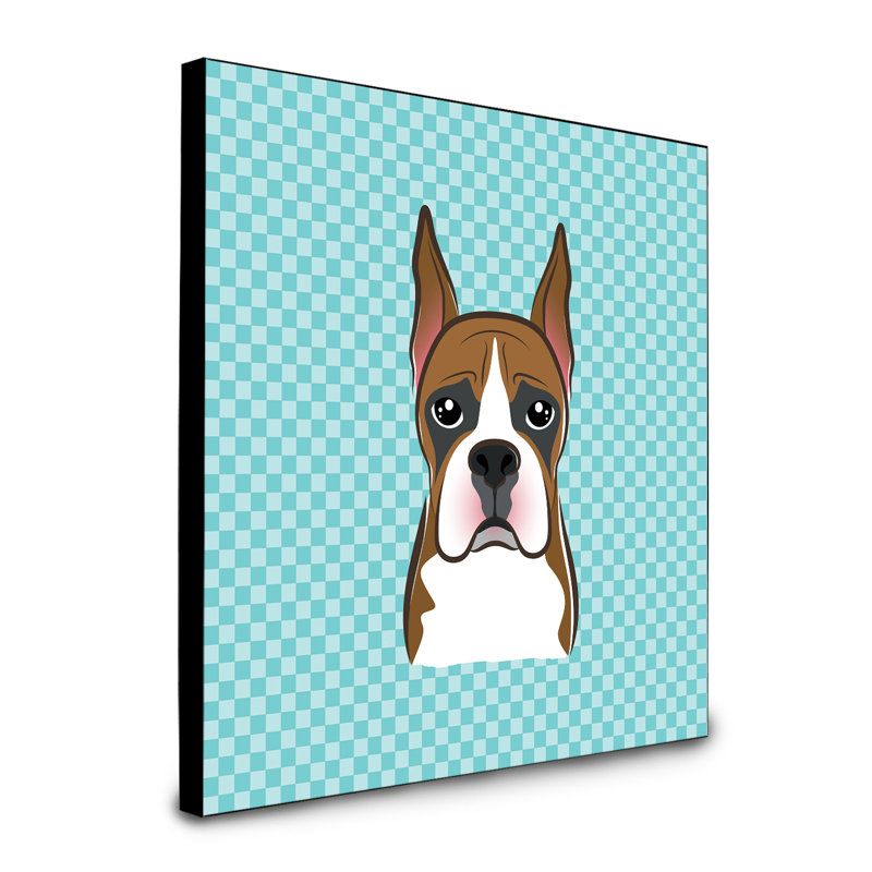 Panneau mural d’art Dungorbery, bleu, Boxer brun
