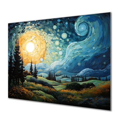 «The Swaying Cypress Pointillism IX - Vangogh», art mural traditionnel en métal