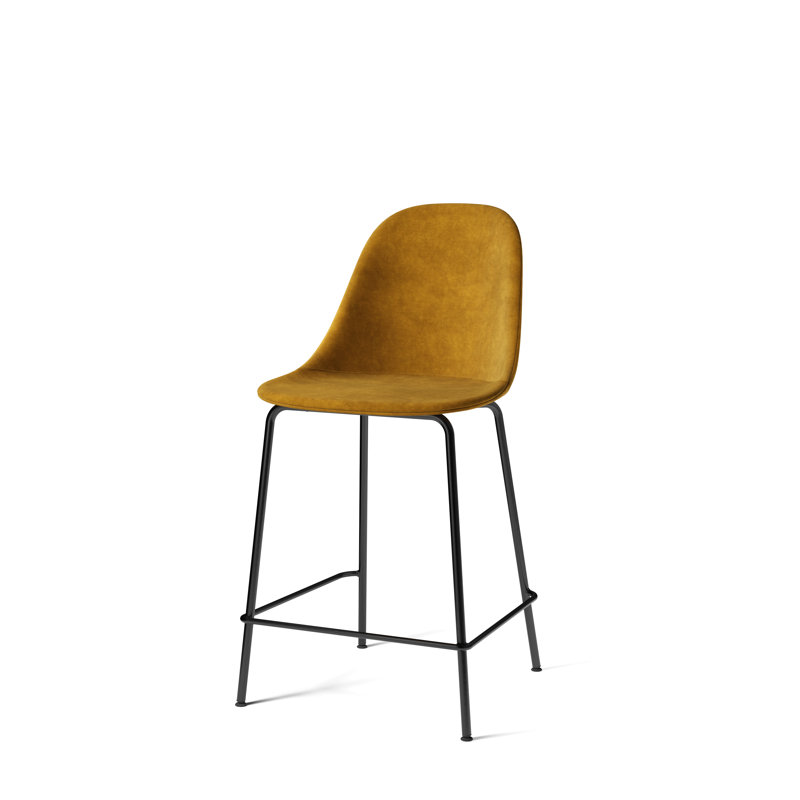 Harbour Upholstered Bar Stool with Metal Frame, Dakar 0842 Black Genuine Leather, Counter Stool (24.8" Seat Height)
