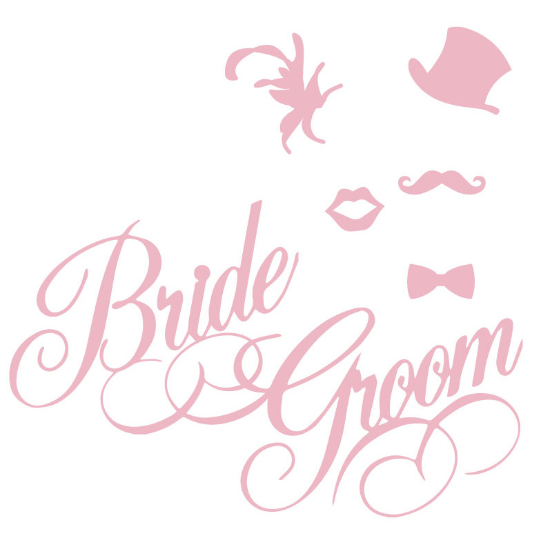 Décalcomanie murale rétro mariage, H 48 po x l 50 po x P 0,01 po, Rose œillet