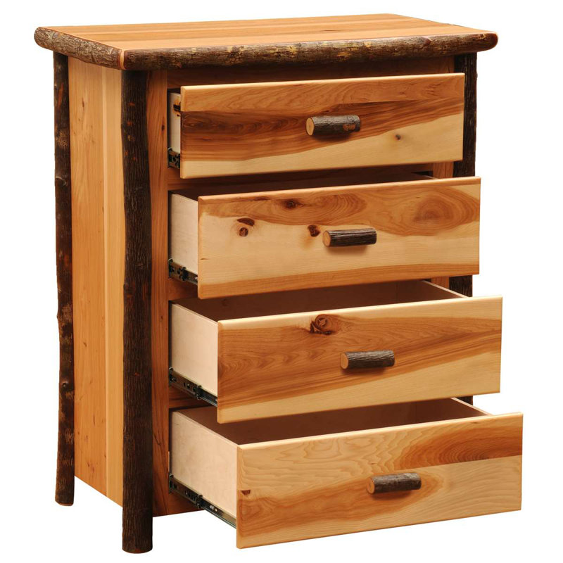 Commode 4 tiroirs Fireside Lodge Hickory - Cannelle - Premium Line, Aulne rustique