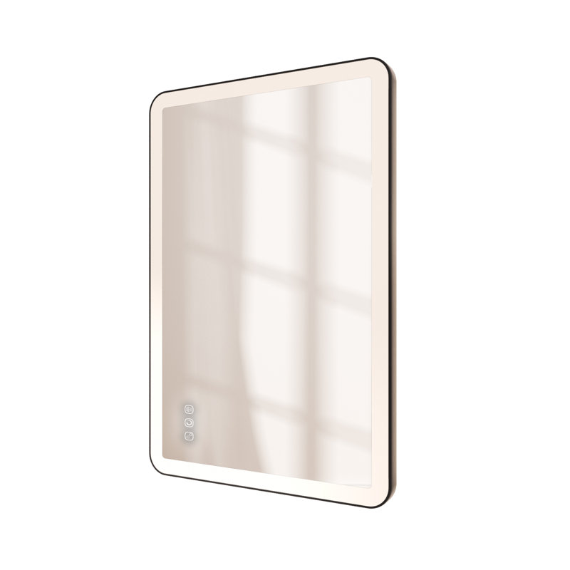 Miroir mural Natalin, 32 po x 24 po, Noir mat, Rectangulaire
