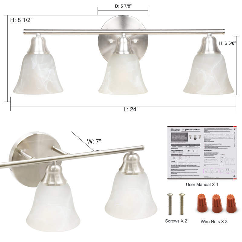  3-Light Vanity Light Fixture Bathroom Light