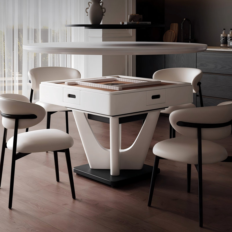 Table de salle à manger avec table tournante en bois fritté de luxe moderne entièrement automatique