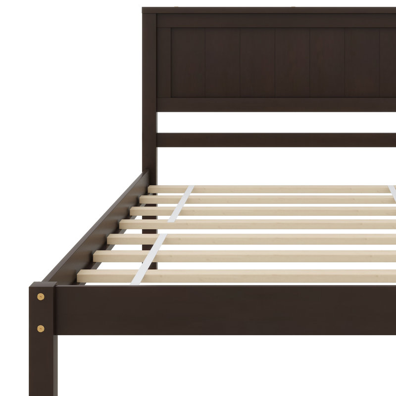 Lit plateforme en bois, cadre de lit avec tête de lit, support à lattes de bois, aucun sommier nécessaire, Lit simple