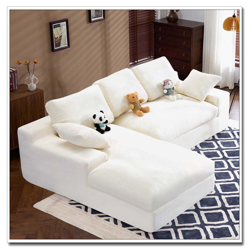 Canapé modulaire en tissu Corduroy, Blanc