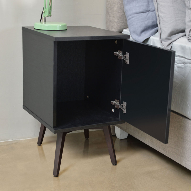 Holzheimer 35.2cm W Manufactured Wood Bedside Table, Black
