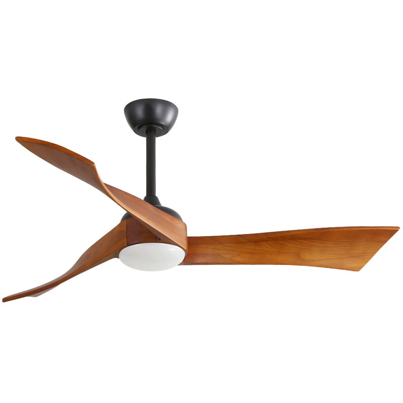 Ventilateur de plafond 52 pouces avec moteur à courant continu écoénergétique à 6 vitesses, Noir, Bois brun