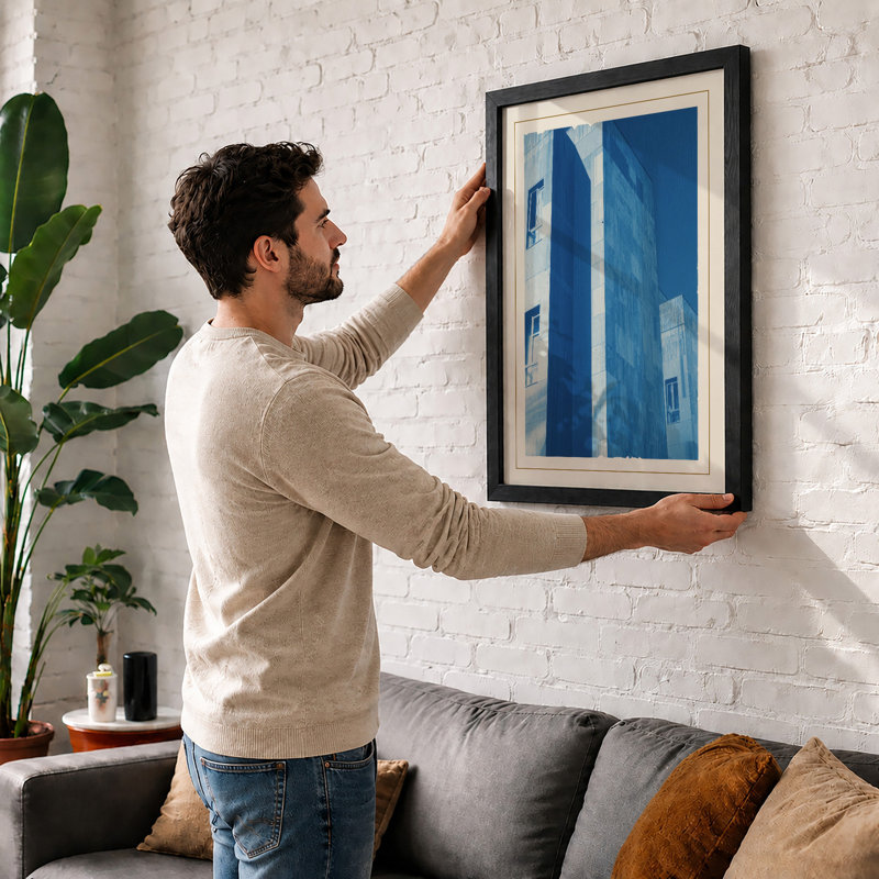 Modernist Towers Industrial - Framed Print, A2 - 59.4 x 42.0 cm, Walnut