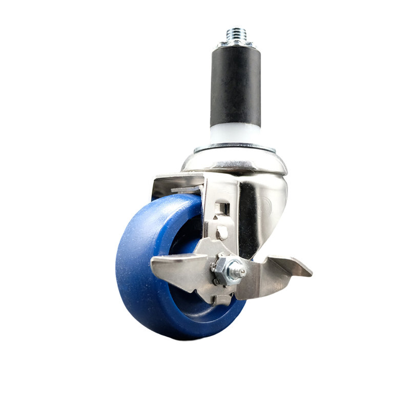 Solid Polyurethane Swivel Expanding Stem Caster Brake