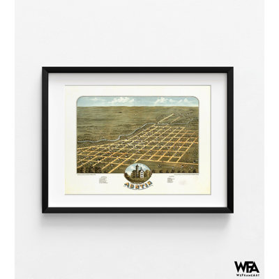 Vue d'oiseaux du comté d'Austin-Mower, Minnesota, 1870