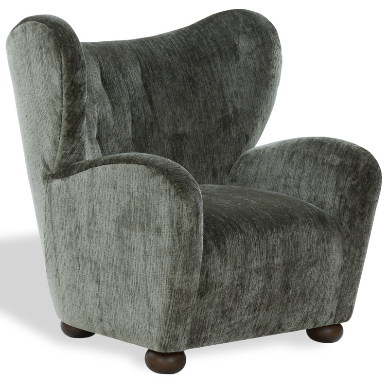 Galloway Wingback Accent Chair, Dark Green Chenille