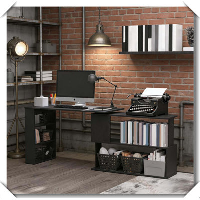 Spacious L Shaped Desk 360° Rotating Space Saving Workstation