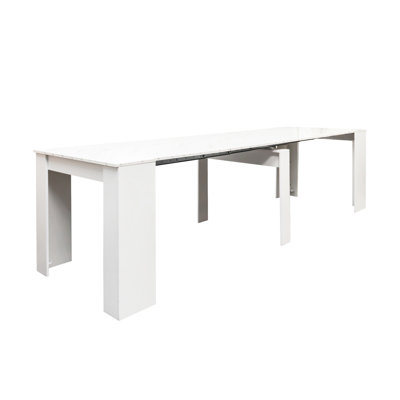 Console extensible 118,50 po, couleur blanche et fabrication en carton, console pour table d'entrée multifonctionnelle 120,64 po x 31,4 po, blanc, panneau de particules, option