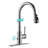 Touchless Pull Down Single Handle Kitchen Faucet with 3-Function Spray Head, 360° Swivel Spout and Deck Plate, SUS 304 Stainless Steel-94553824