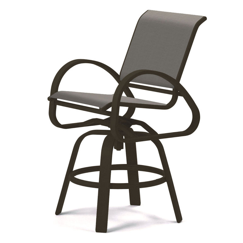 Tabouret de bar Holna, Alliage Sunbrella®, Bois de plage texturé