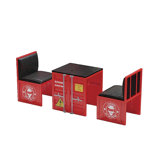 Industrial Style Container Card Table And Chairs 2 - Person Solid Wood Top Trestle Dining Set