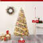  4.5FT Prelit Green Flocked Artificial Christmas Tree with 100 Warm White Lights, Xmas Tree with 400 Feel-Real Branch Tips, Flame-Retardant PVC, Foldable Base for Home, Party Decoration-609449109