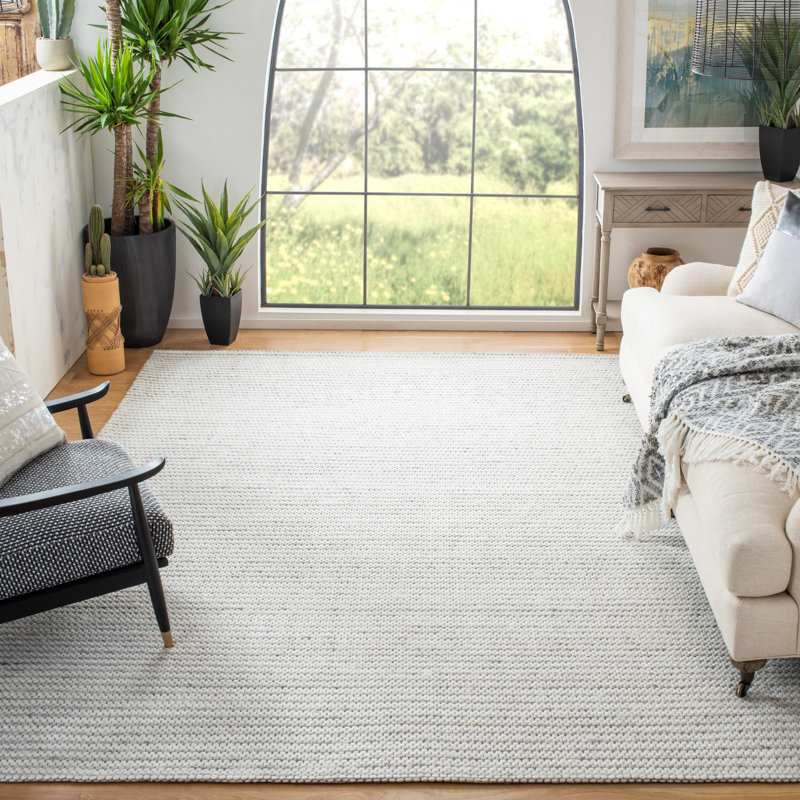 Sullivan Flatweave Wool Light Gray/Ivory Area Rug, Rectangle 8' x 10'