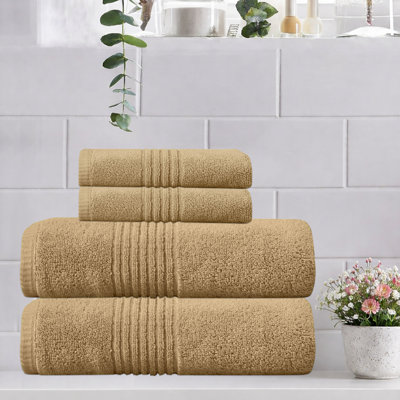 Ensemble de serviettes de bain 100% coton 100% coton Zel Twist Hazel de Home Weavers, 16 po x 24 po (2), 27 po x 54 po (2) (2 serviettes de bain, 2 serviettes de toilette), lin