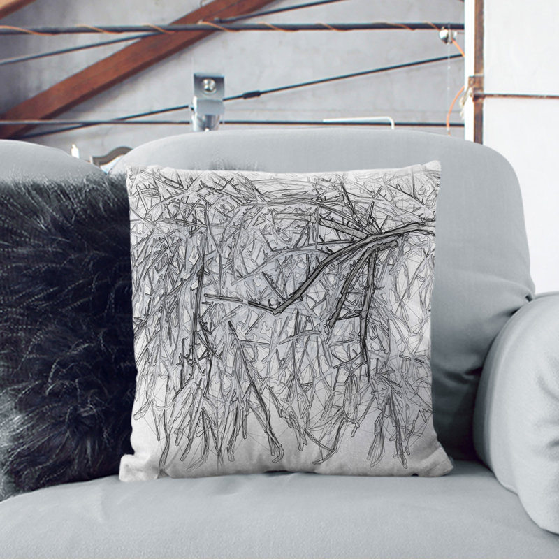 Tree in the Winter Vol.3 Sketch Scatter Cushion, 55cm H x 55cm W x 20cm D, Black