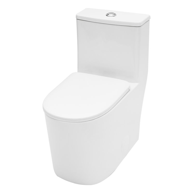 Toilette moderne une pièce allongée avec double chasse d'eau, conception à jupe facile à nettoyer (siège inclus), installation brute de 12 po