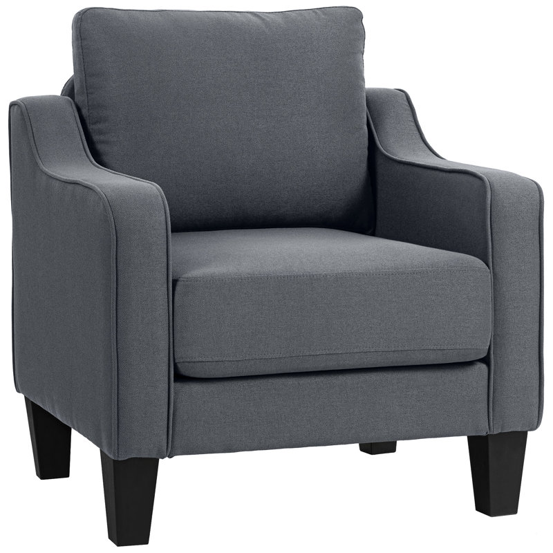 Fauteuil, fauteuil d'appoint en lin avec ressorts ensachés, gris anthracite