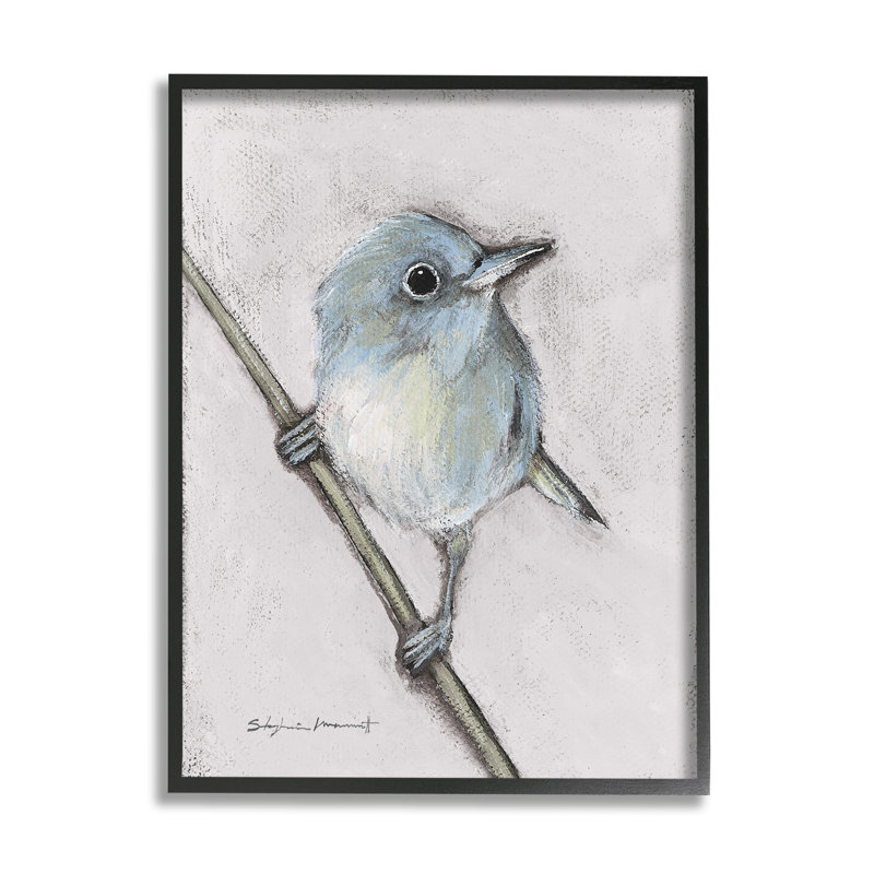 Faune, oiseau perché, peinture noire, estampe numérique par Stephanie Workman Marrott, Giclée encadrée noir minuit