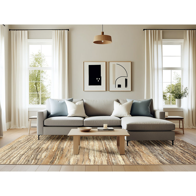 Tapis contemporain brun clair, Rectangle 6 pi x 9 pi