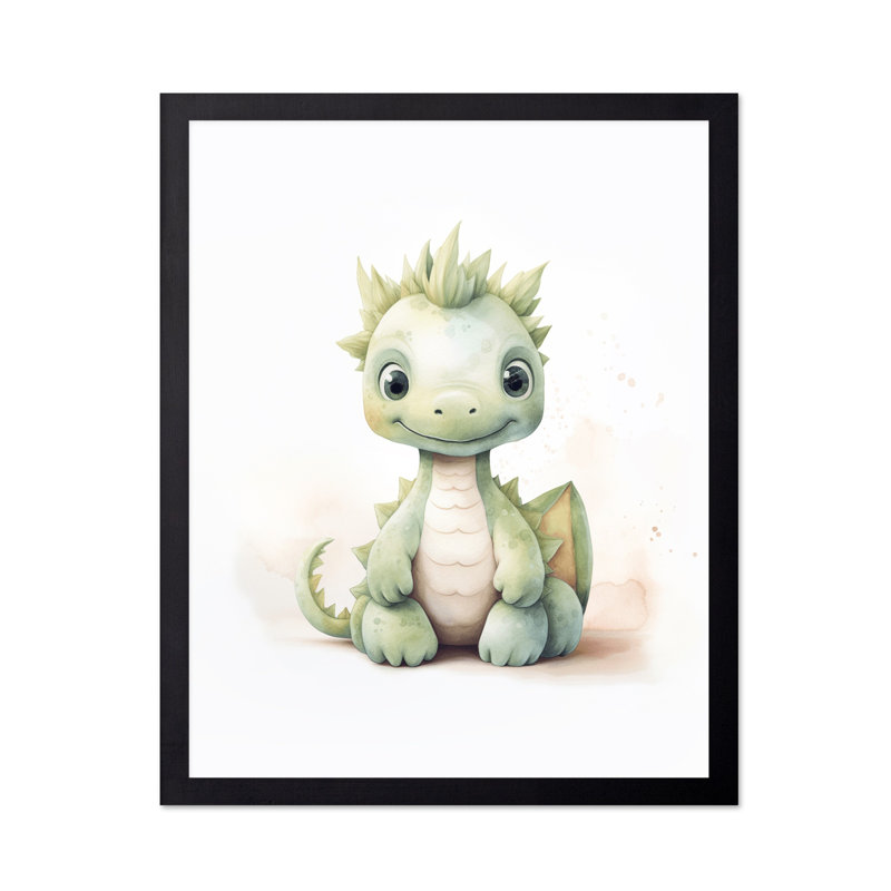 Bébé dragon en peluche, Black Framed, Poster, 16"H x 20"W