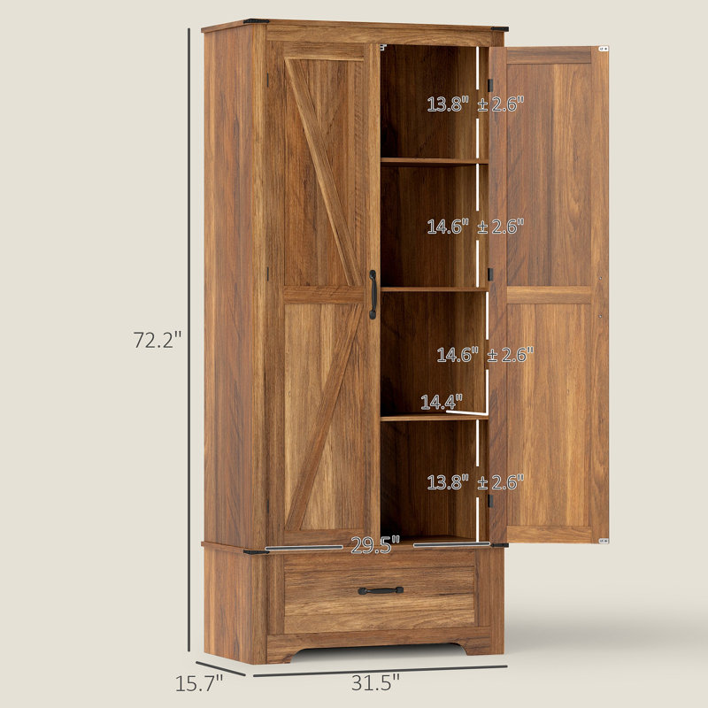 Armoire de cuisine, armoire avec tablettes réglables