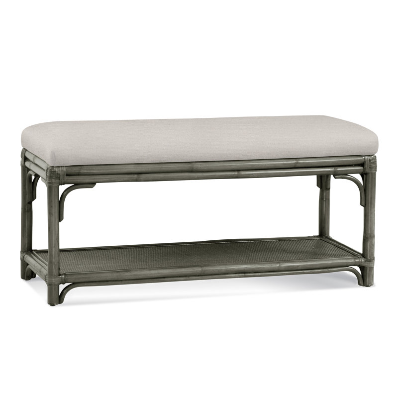 Banc de rangement en osier Summer Retreat, Pierre grise, Performance texturée blanche; 0865-91